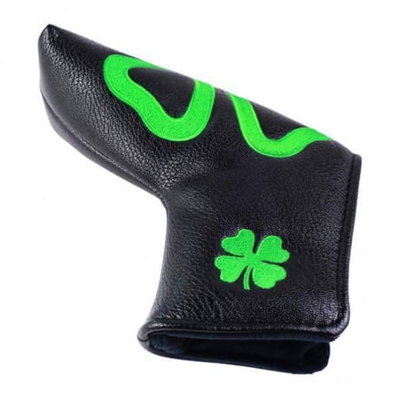 2x Clovers Golf Putter Head Cover PU Headcover Replacement Cover Golfer Gift Black