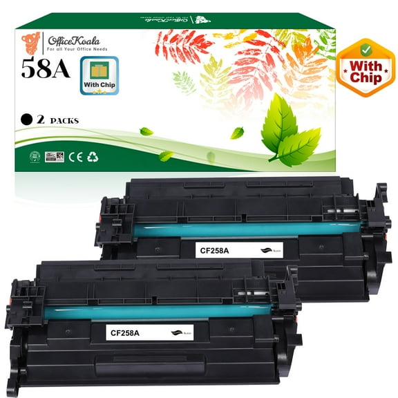 2x Compatible HP 58A Black Toner Cartridges(with Chip), 3000 Pages Yield (Replacement for OEM Part CF258A)