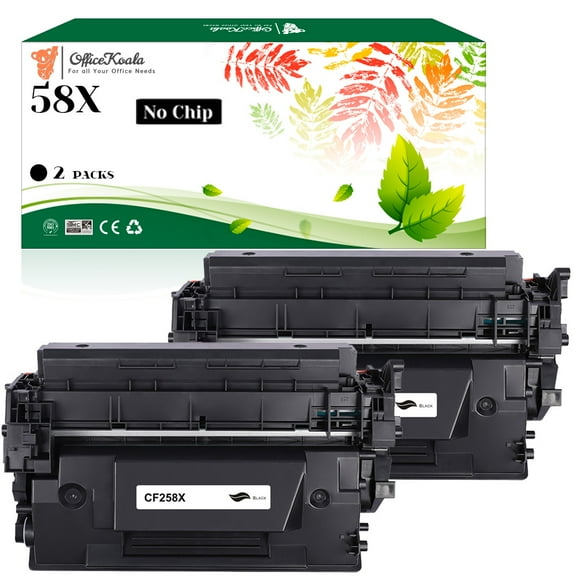2x Compatible HP 58X Black Toner Cartridges(No Chip), 10000 Pages Yield (Replacement for OEM Part CF258X)