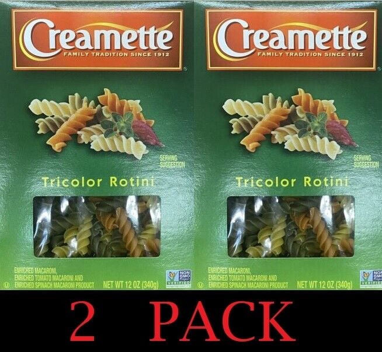 2x Creamette Pasta TRICOLOR ROTINI Noodles NON GMO 12 oz Box 2 PACK