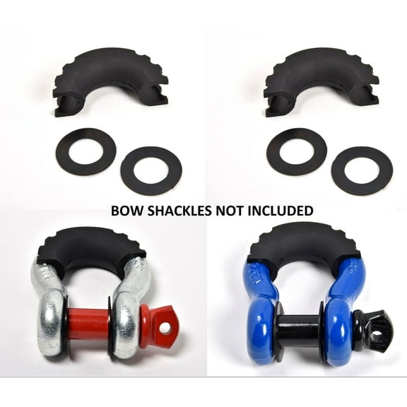 2x D-Ring Black Bow Shackle Isolator Jeep Towing Off Road 3/4" SILENCER No Noise