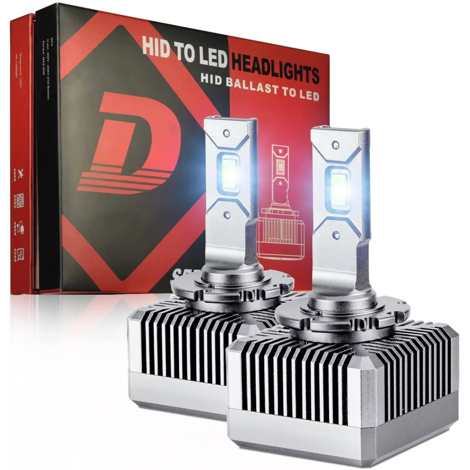 2x D1S LED Headlight Bulb 6000K High Low Beam HID Xenon Conversion Kit