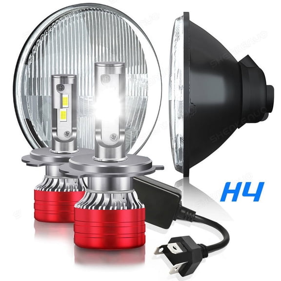 2x DOT 200W 7Inch LED Headlight Hi/Lo Beam H4 Headlamp For Jeep CJ CJ5 CJ7