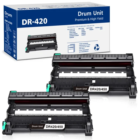 2x DR420 Drum Unit Replacement for TN450 TN420 HL-2270DW HL-2280DW 2240