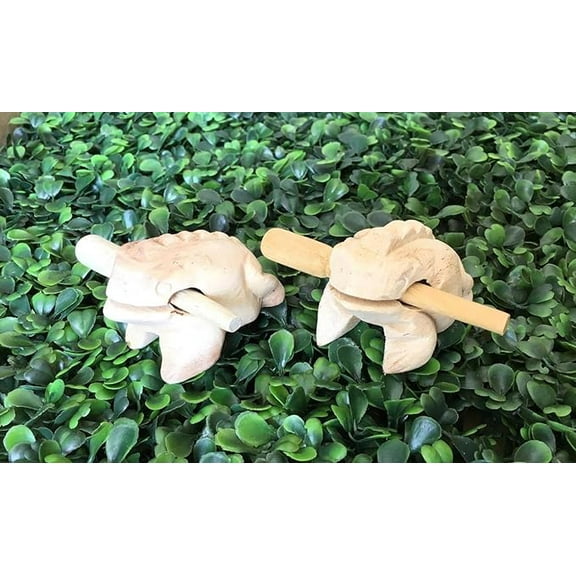 2x Deluxe Small 2" Wood Frog Guiro Rasp - Musical Instrument Tone Natural Wood Color World Percussion.