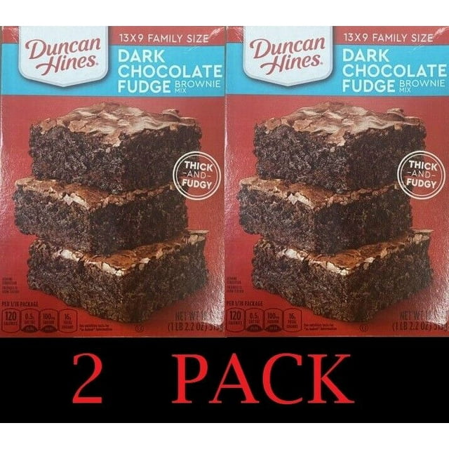 2x Duncan Hines DARK CHOCOLATE FUDGE Baking Brownie Mix 18.2 oz 2