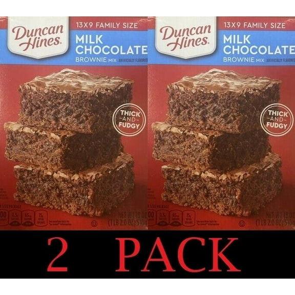2x Duncan Hines MILK CHOCOLATE Baking Brownie Mix 13X9 FAMILY SIZE 18 oz 2 PACK
