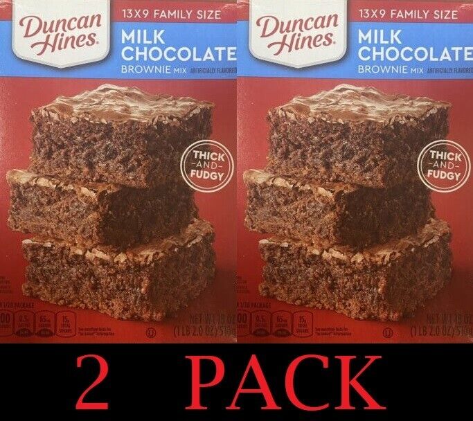 2x Duncan Hines MILK CHOCOLATE Baking Brownie Mix 13X9 FAMILY SIZE 18 oz 2 PACK