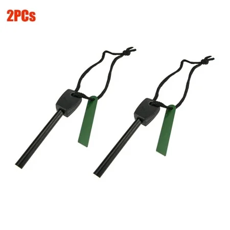 2x Emergency Flint Fire Starter Rod Lighter Magnesium Camping Tool Kits Green