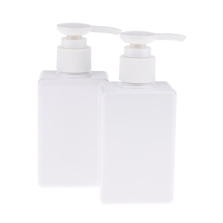 2x Empty PET Bottles with Pump for Shampoo Lotion Cosmetic Container - White