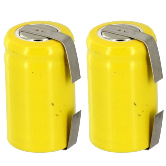 2x Exell 1/2AA NiCD 300mAh 1.2V Flat top Rechargeable Battery with Tabs
