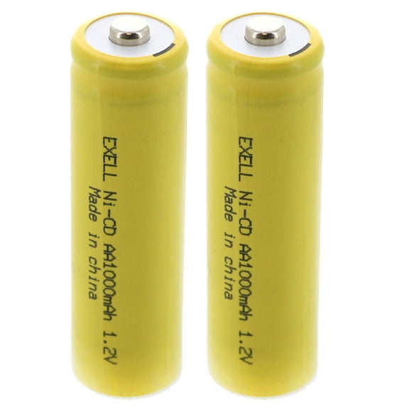 2x Exell AA 1.2V 1000mAh NiCD Button Top Rechargeable Cells Malibu Solar Lights