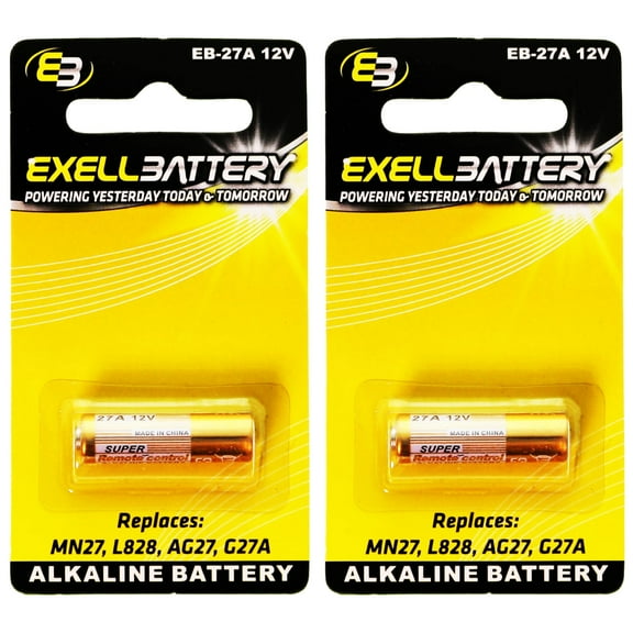 2x Exell EB-27A Alkaline 12V Battery Compatible with 27A A27 B-1 CA22