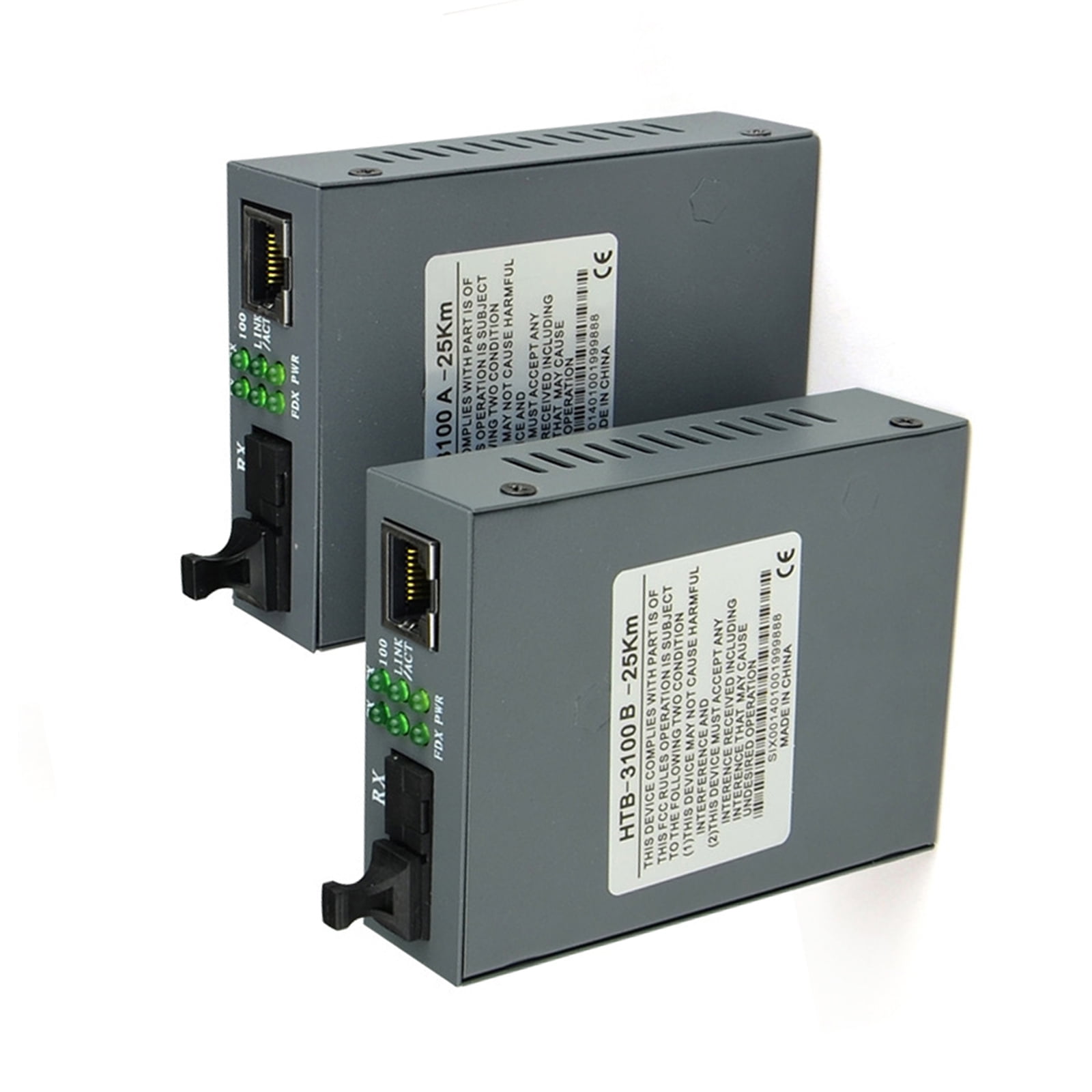 2x Fiber Optic Ethernet Transceiver Pair for High-Reliability Network ...