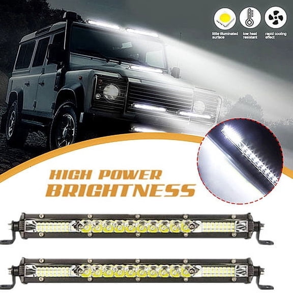 2x Fit For ATV Jeep Truck SUV ATV,1PCS LED Lighr Bar 12 Inch 78W Spot Flood Combo LED Work Light White Head Lamp Driving OffRoad Waterproof Lights compatible