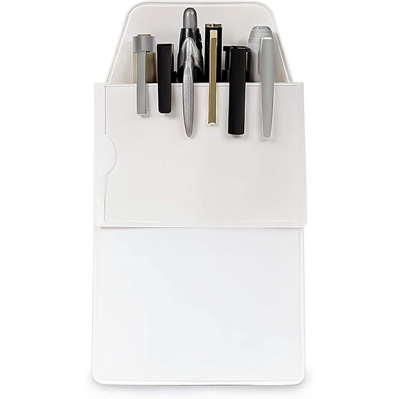 2x Flat White Flappy Super Duper Thick Pocket Protectors with ID Holder - Ideal for shirts and lab coat front pockets - Hold Pens, Cards, Notebooks