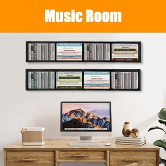 2x Floating Shelf Wall Mount CD DVD Rack Media Storage Organizer Shelves Large