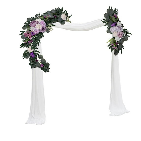 2x Flower Swag Decoration Garlands ,Wedding Welcome Sign Welcome Flower Decor Wreath Silk Flower Flower Garland for Reception Wall Decor Violet