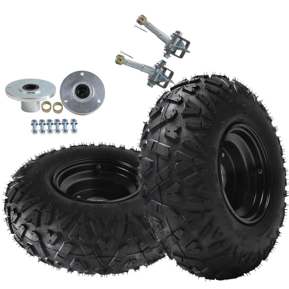 2x Front 145/70-6 Tyre Rim 6" Wheel 3 Stud Hubs Stub Axle Go Kart ATV Buggy Quad