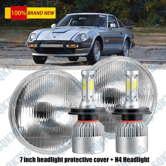 2x Front 7" inch Round LED Headlights High Low Beam For Datsun 260Z /280Z /280ZX