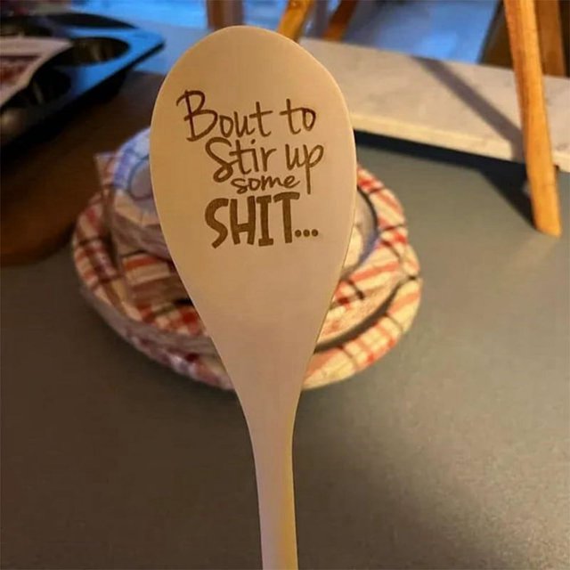 2x Funny Spoons,Bout to Stir Up Some Shit Engraved Funny Wooden Spoon