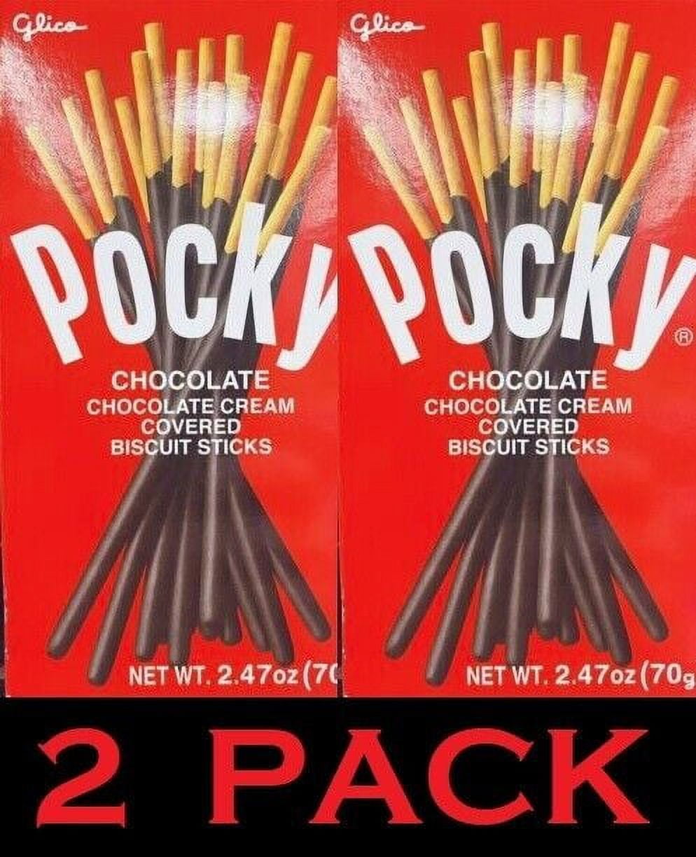 2x Glico POCKY Chocolate cream covered Biscuit Sticks 2.47 oz Box - 2 PACK