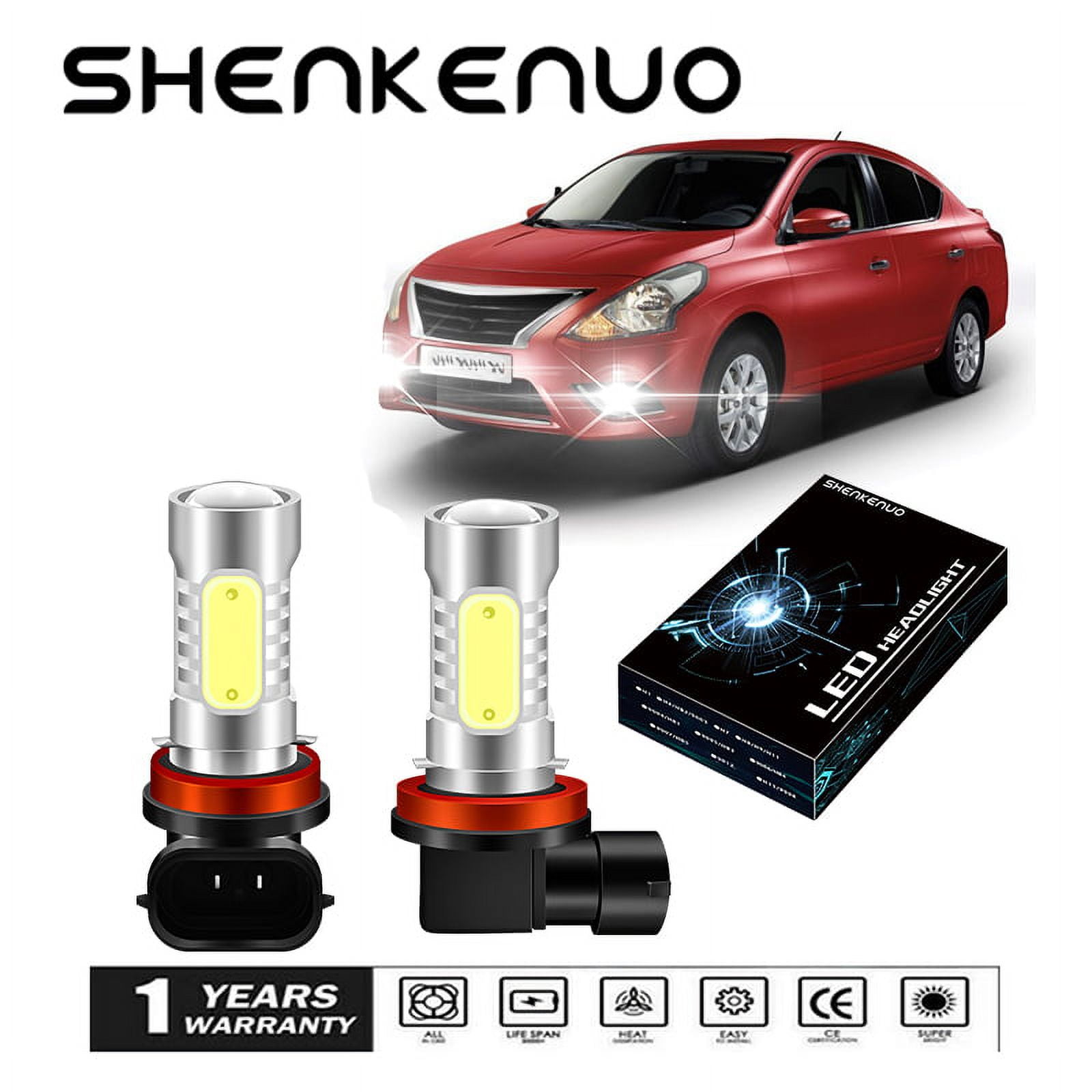 2x H11/H8 LED Fog Light Premium White For Chevrolet Malibu Dodge Ford GMC Honda Jeep Nissan Toyota