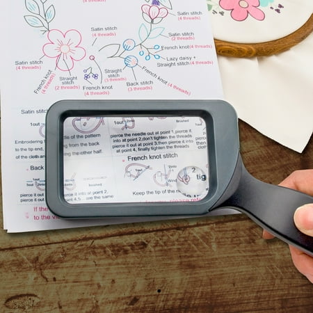 Carson JS HandHeld Series Rectangular 2x Lens with 6.5x Spot Lens Rimmed Magnifier Ergonomic Magnifying Glass