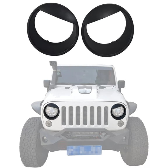 2x Headlight Cover Angry Eyes Bezels Trim for 07-17 Jeep JK Wrangler & Unlimited
