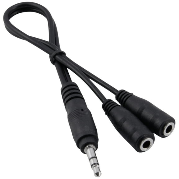 2x Headphone Splitter Stereo Audio Jack Y Adapter Cable 3.5mm 1/8" (2-Pack)
