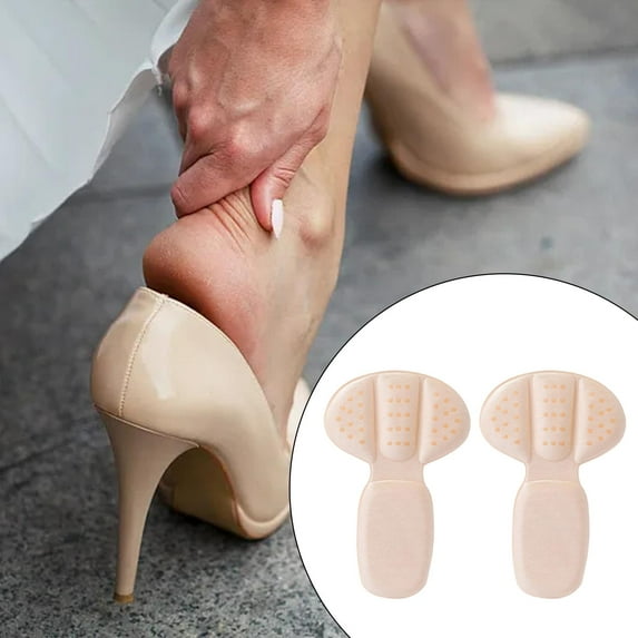 2x Heel Cushion Pads Foot Heel Protectors High Heel Pads Women Men Shoe Heel Insoles Heel Guards Liners Heel Cushion Inserts for Loose Shoes Beige
