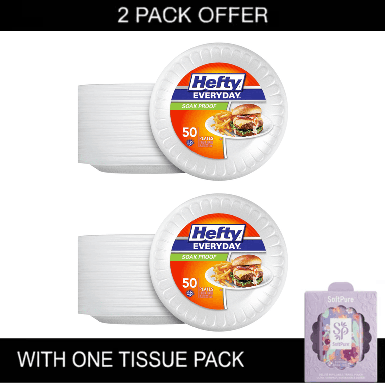 2x Hefty Everyday Soak Proof Disposable Foam Plates, 8.8 inches