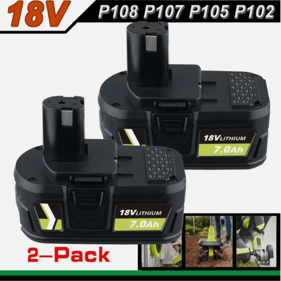 2x High Capacity 7.0Ah Lithium-Ion Battery For RYOBI P108 18 Volt One+ Plus Pl02