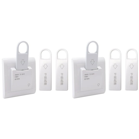 2x High Grade Hotel Magnetic Card Switch Energy Saving Switch Insert Key for Power with 6 Card,6 * Card 2 * Power Switch,white