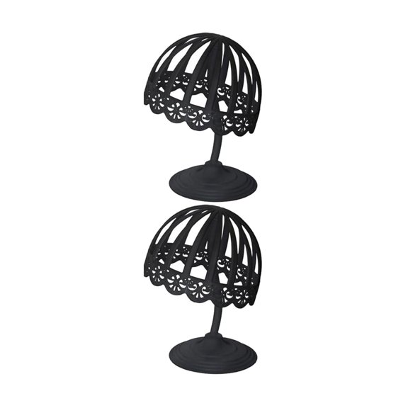 2x Hollowed Hat Display Stand Holder Stylish Detachable Durable Easy to Install Children Hat Rack for Children Adults Shops Women Checkroom Black 45cm Black 50cm