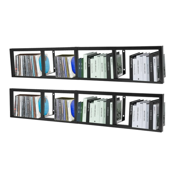 2x Home CD Rack Large Wall Mount Floating Shelf CD DVD Rack Media Storage Organizer Shelves
