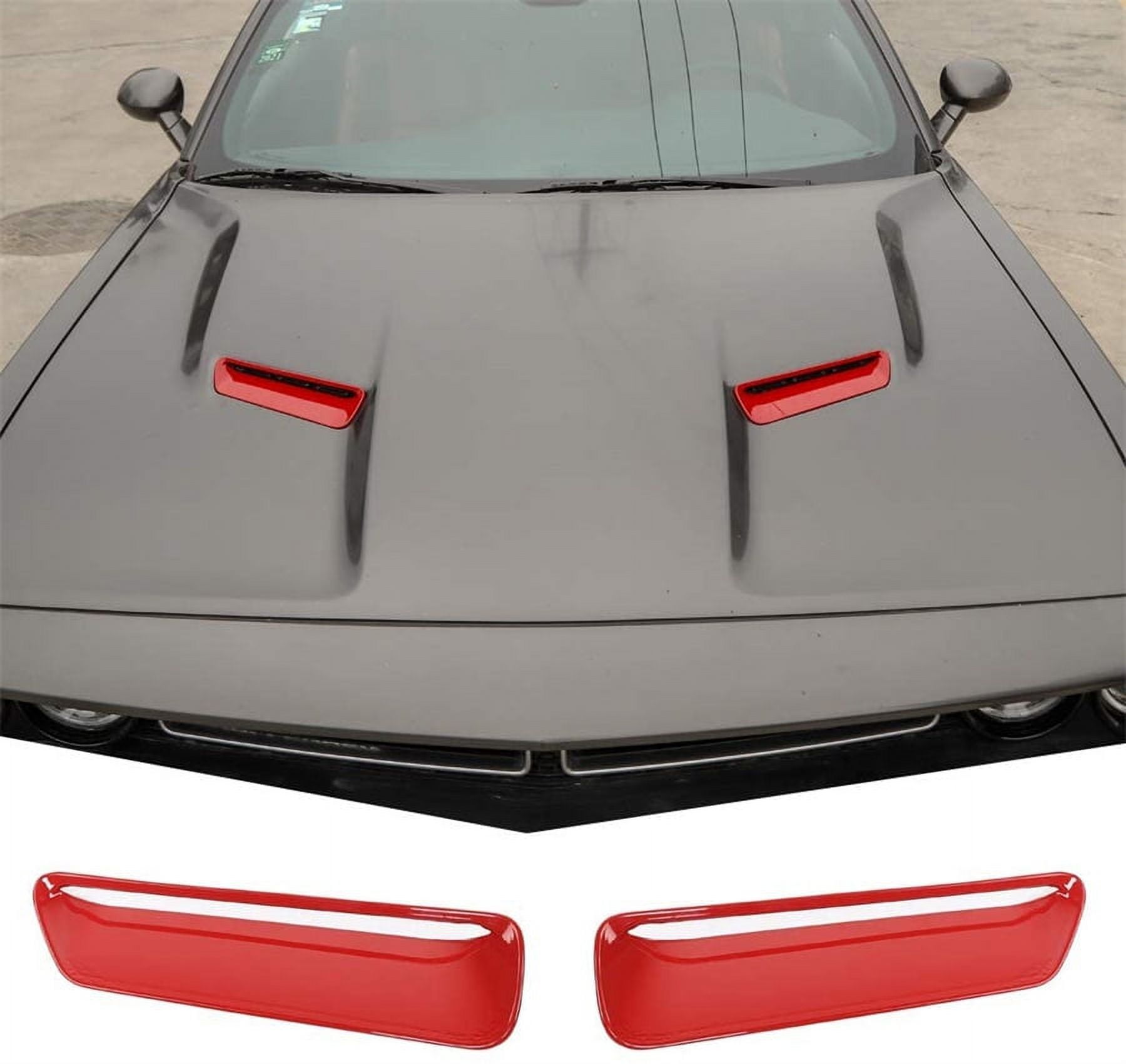 2x Hood Scoop Air Vent Outlet Trim Cover Red Decor For 2015-21 Dodge Challenger
