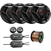 2x JVC CS-DR601C drvn DR Series 6.5" 2-Way 360 Watts Peak Power Car Audio Component Speakers, 2x 6.5" 2-Way Coaxial 300 Watts Max Power Vehicle Audio Speakers, 16 Gauge 50 Feet Speaker Wire