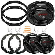 2x JVC CS-DR621 6.5" 300W Max 2-Way Coaxial Speakers W/2x Rear 6.5" Speaker Wire Wall Plate, 2x 6x9" 500W Max 3-Way Coaxial Speakers W/2x Front 6"x9" Speaker Plates, 4x Speaker Harness, Pry Tool Set