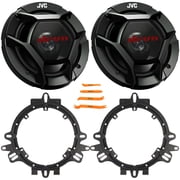 2x JVC CS-DR621 drvn DR Series 6.5" 300 Watt Max 2-Way Coaxial Car Audio Speakers, 2x 6  to 6.75  Speaker Mounting Spacer Adapters, 4-Piece Removal Pry Tool Set Bundle Fits GM, Ford & More Vehicles