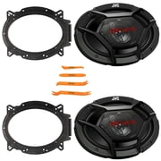 2x JVC CS-DR6931 DRVN Series 6x9" 500 Watt Max Power 3-Way Coaxial Car Audio Speakers, 2x 6x9  Speaker Bracket Adapters, 4-Piece Removal Pry Tool Set Bundle Fits GM, Ford, Toyota & More Vehicles