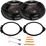 2x JVC CS-DR6931 DRVN Series 6x9" 500 Watt Max Power 3-Way Coaxial Car Audio Speakers w/2x 6x9" Speaker Adapter, Speaker Wire Harness, Pry Tool Set Bundle Fits Select 2014-2024 GM Trucks and SUVs