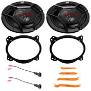 2x JVC CS-DR6931 DRVN Series 6x9" 500 Watt Max Power 3-Way Coaxial Car Audio Speakers w/6x9" Front Speaker Adapter, Speaker Wire Harness, Pry Tool Set Bundle Fits 2002-UP Lexus and Toyota Vehicles