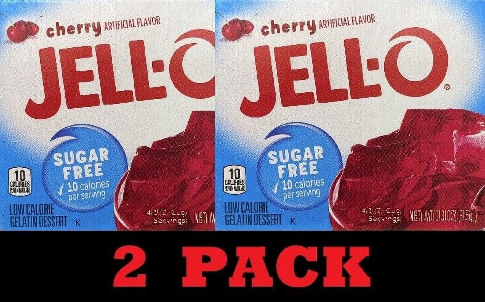 2x Jello CHERRY SUGAR FREE Gelatin Dessert 0.3 oz Box JellO 2 BOXES