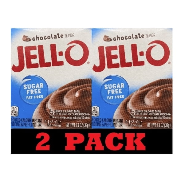 2x Jello CHOCOLATE SUGAR FREE Instant Pudding & Pie Filling Mix 1.4 oz - 2 BOXES