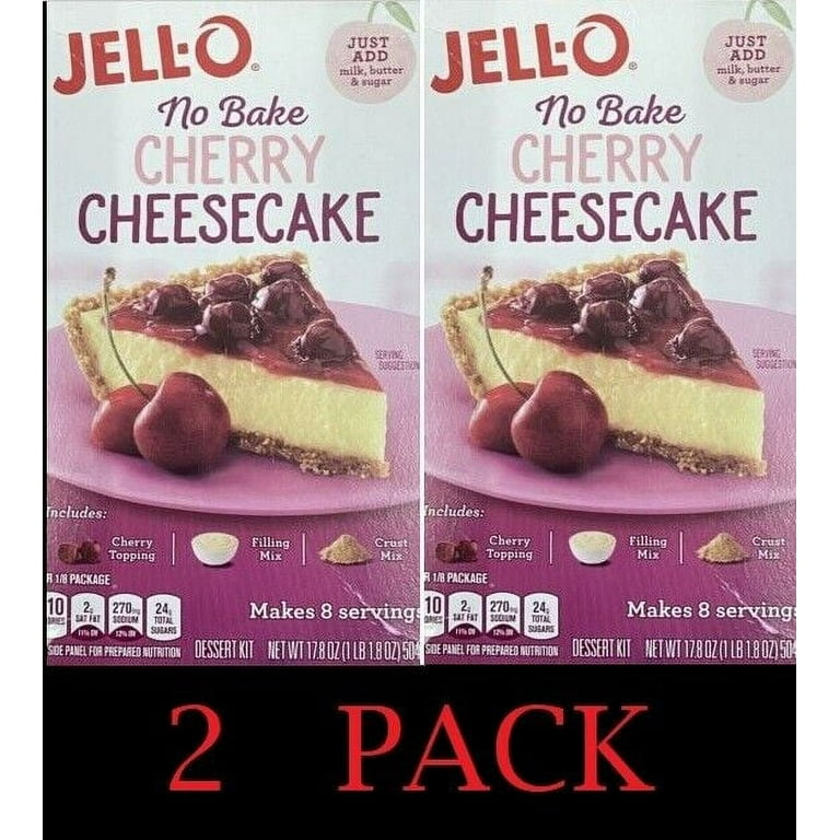 2x Jello No Bake CHERRY CHEESECAKE Jell-O 17.8 oz Box - 2 PACK