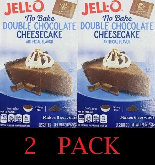 2x Jello No Bake DOUBLE CHOCOLATE CHEESECAKE JellO 9.24 oz Box 2
