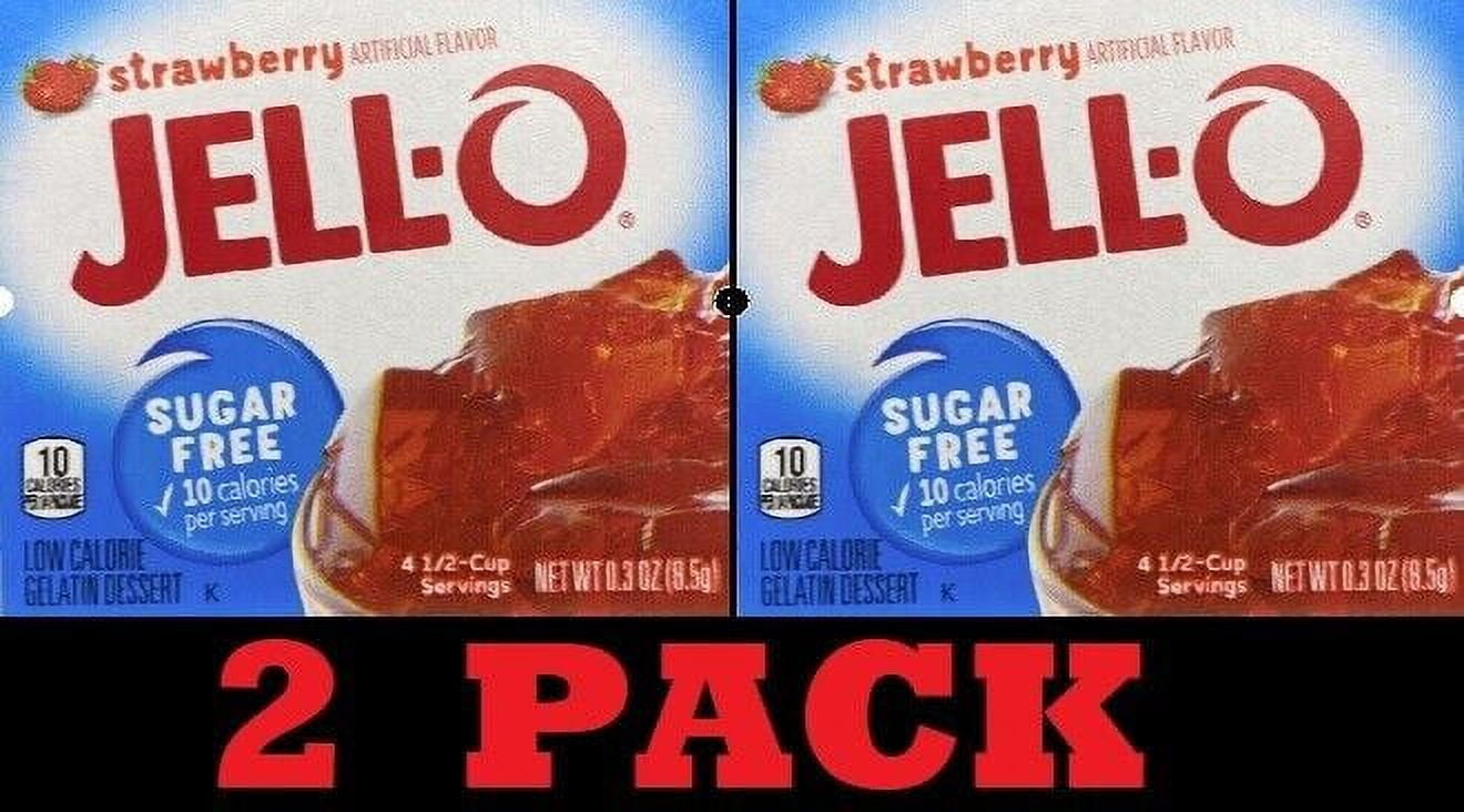2x Jello STRAWBERRY SUGAR FREE Gelatin Dessert 0.3 oz Box JellO 2