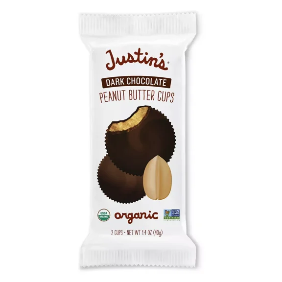 2x-Justin's Organic Dark Chocolate Peanut Butter Cups Candy - 1.4oz