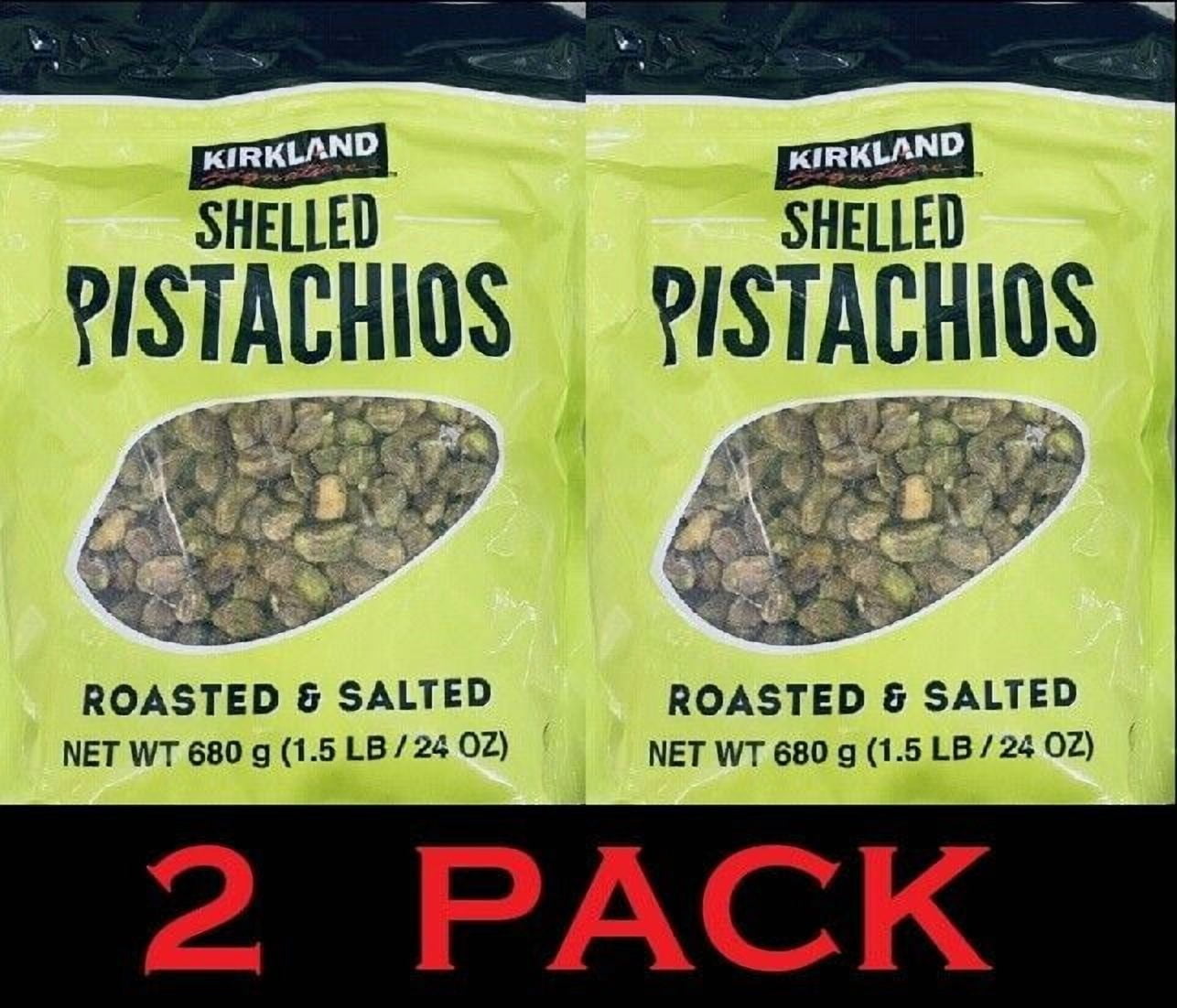 2x KIRKLAND Signature Roasted & Salted SHELLED PISTACHIOS Nuts 24 oz - 2 PACK